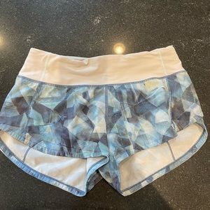 Blue pattern lululemon speed up shorts